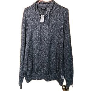 Express Sweater Hoodie Shirt Size Large Mens Marled Gray Knit Pullover Wool New!